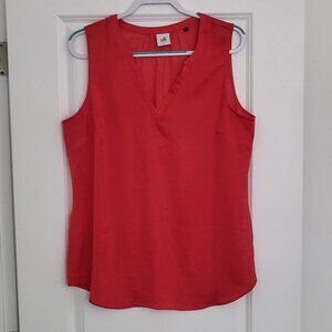 CABI RED SILKY SLEEVELESS TUNIC TOP LARGE